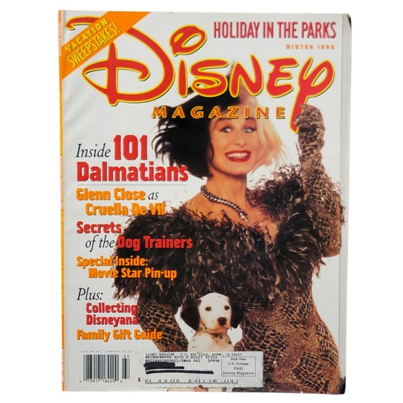Disney Other - VTG Disney Magazine Winter 1996 101 Dalmatians Glenn Close Cruella De Vil